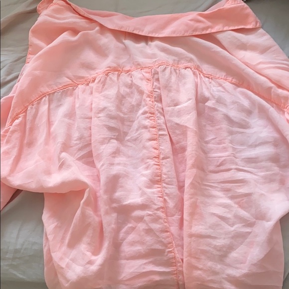 Neon orange button up beach shirt! AE size XS - Picture 4 of 4